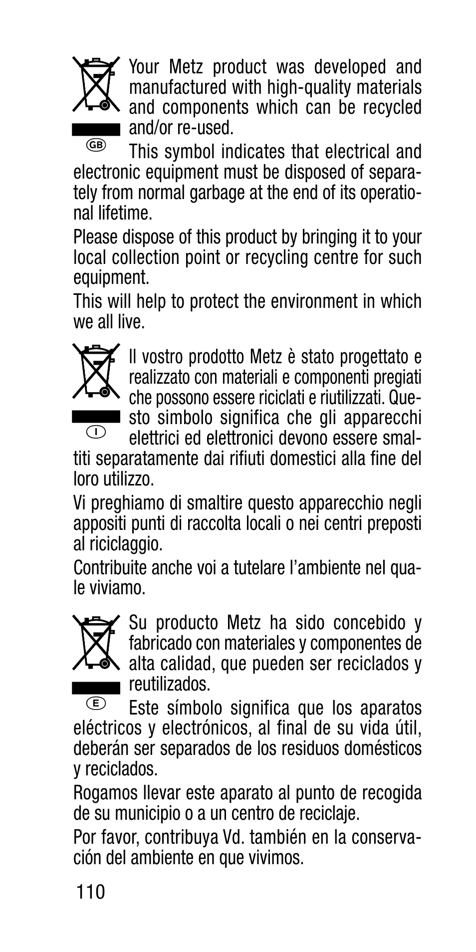 Ķƴ į | Metz SCA 3202-M User Manual | Page 110 / 112