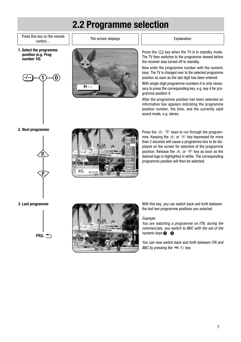 2 programme selection | Metz Elba 63 TD 61 - 100 MT User Manual | Page 7 / 56