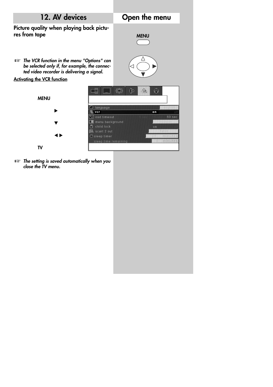 Av devices open the menu | Metz 30 LCD-TV PIP User Manual | Page 33 / 48