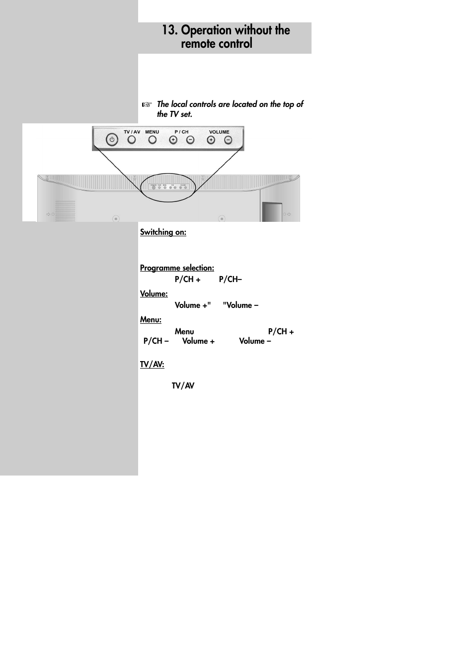 Operation without the remote control | Metz 30 LCD-TV PIP User Manual | Page 34 / 48