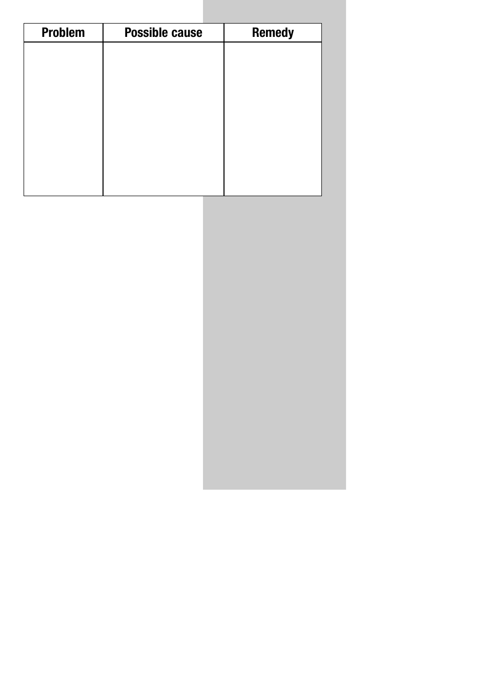 Problem possible cause remedy | Metz 30 LCD-TV PIP User Manual | Page 39 / 48