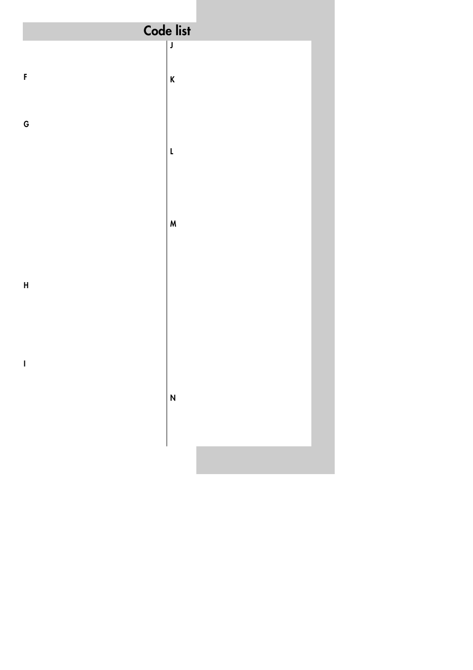 Code list | Metz 30 LCD-TV PIP User Manual | Page 41 / 48