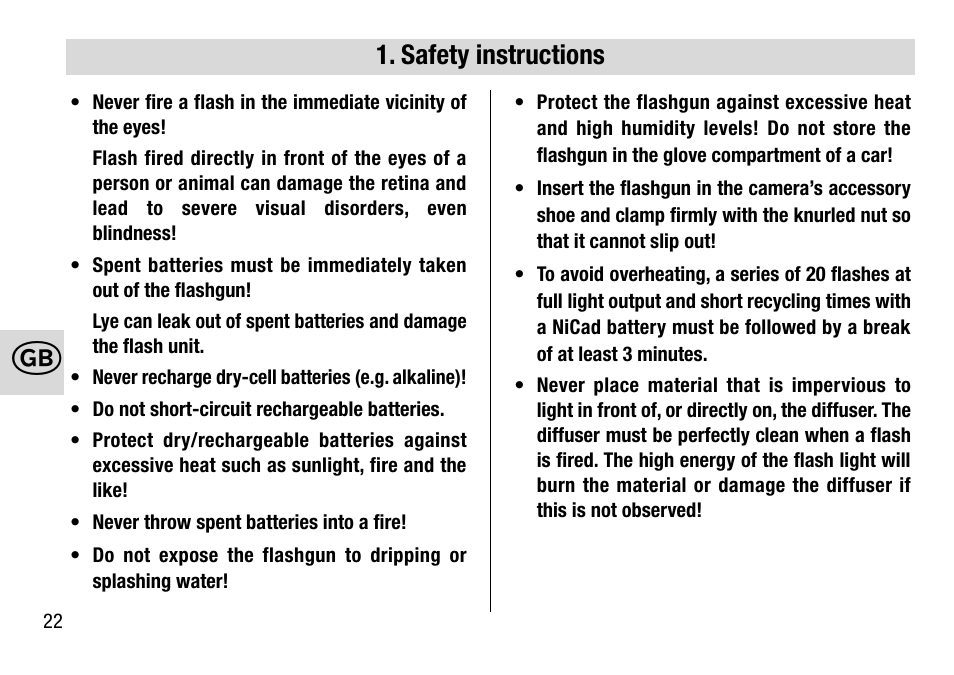 Safety instructions | Metz 28 C-2 User Manual | Page 22 / 80