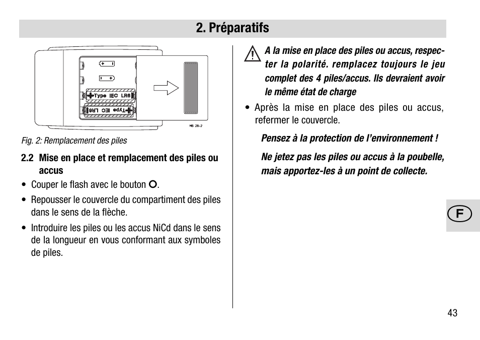 Préparatifs | Metz 28 C-2 User Manual | Page 43 / 80