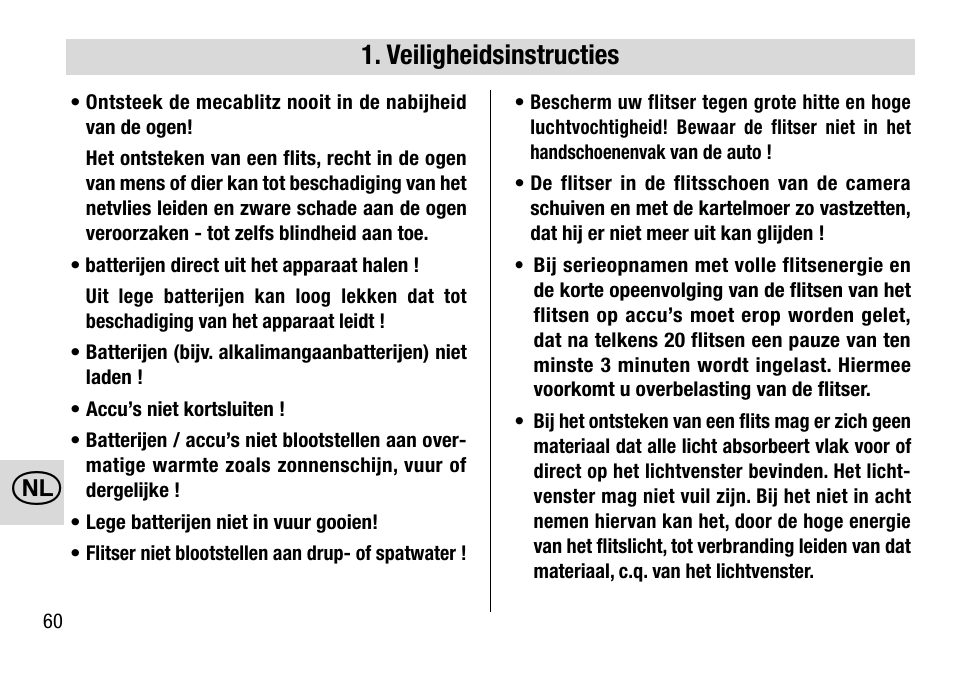 Veiligheidsinstructies | Metz 28 C-2 User Manual | Page 60 / 80