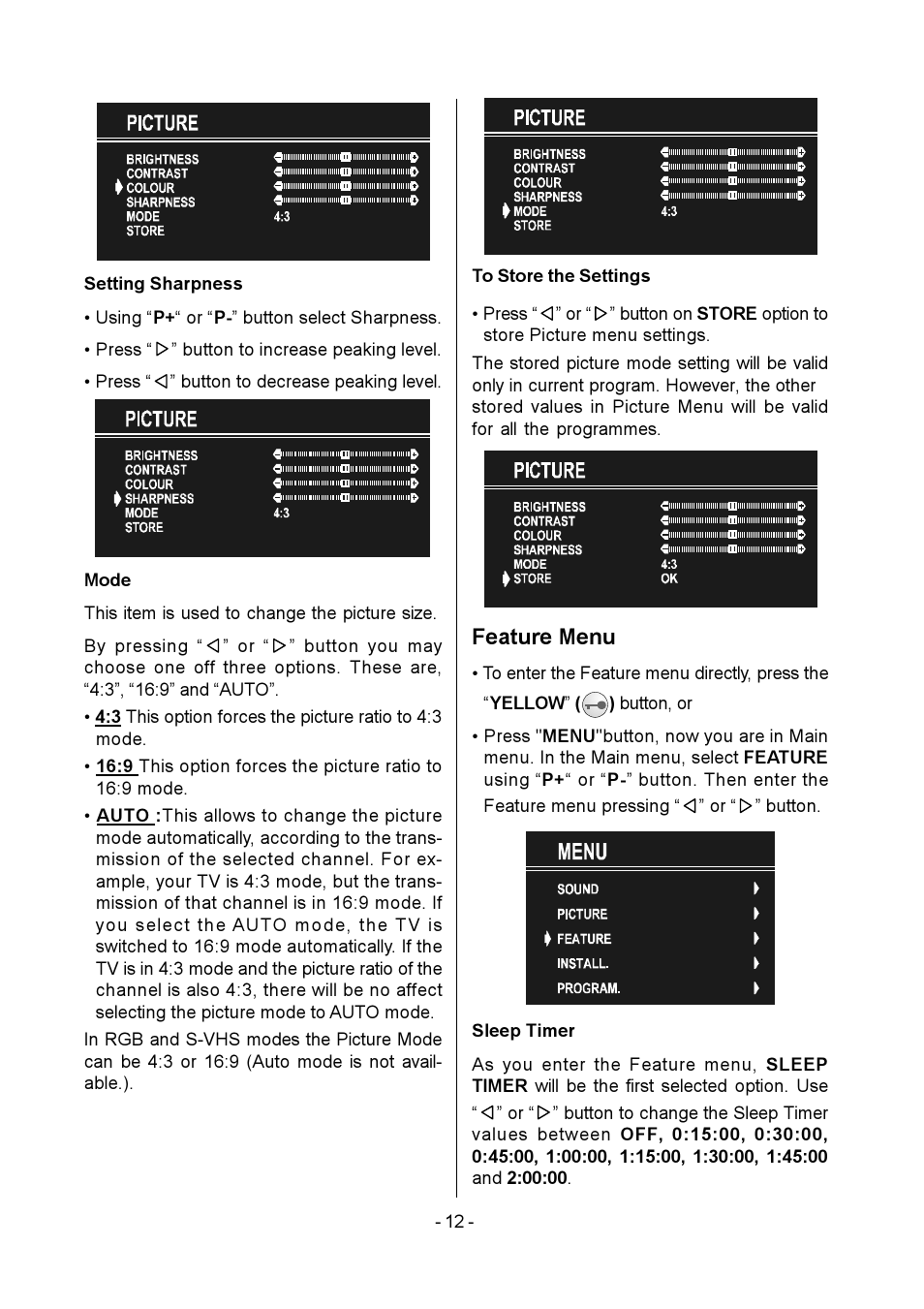 Feature menu | Metz MF 55TK36 User Manual | Page 14 / 26