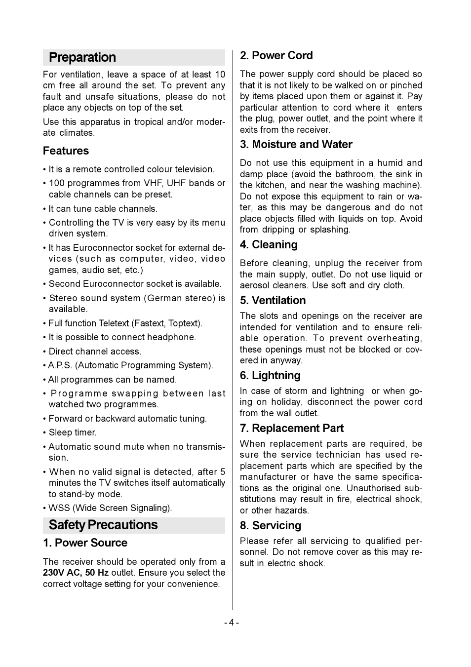 Preparation, Safety precautions | Metz MF 55TK36 User Manual | Page 6 / 26