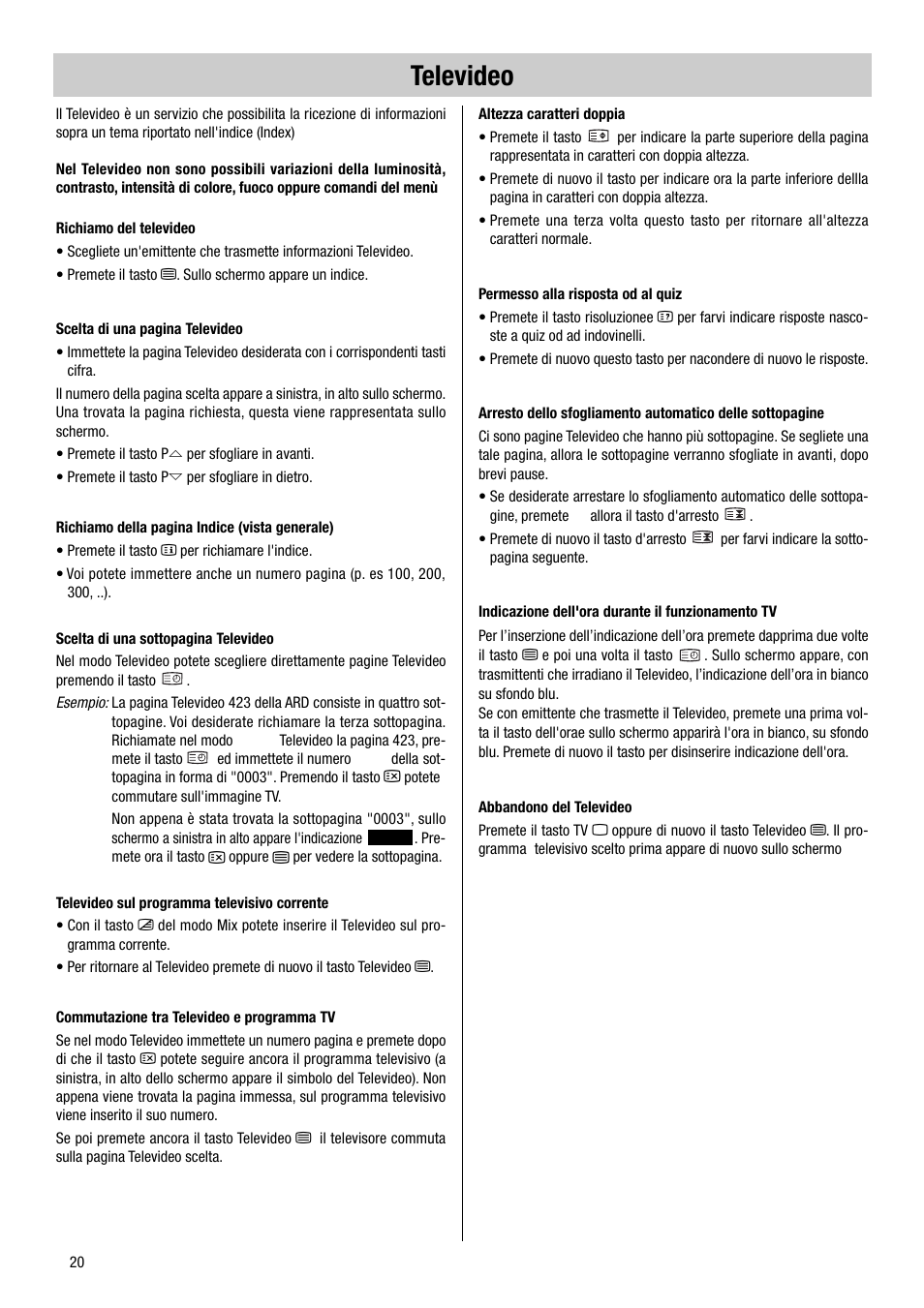 Televideo | Metz VT 37 TF 31 User Manual | Page 20 / 36