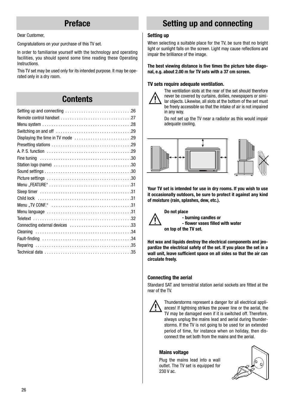 Preface contents, Setting up and connecting | Metz VT 37 TF 31 User Manual | Page 26 / 36