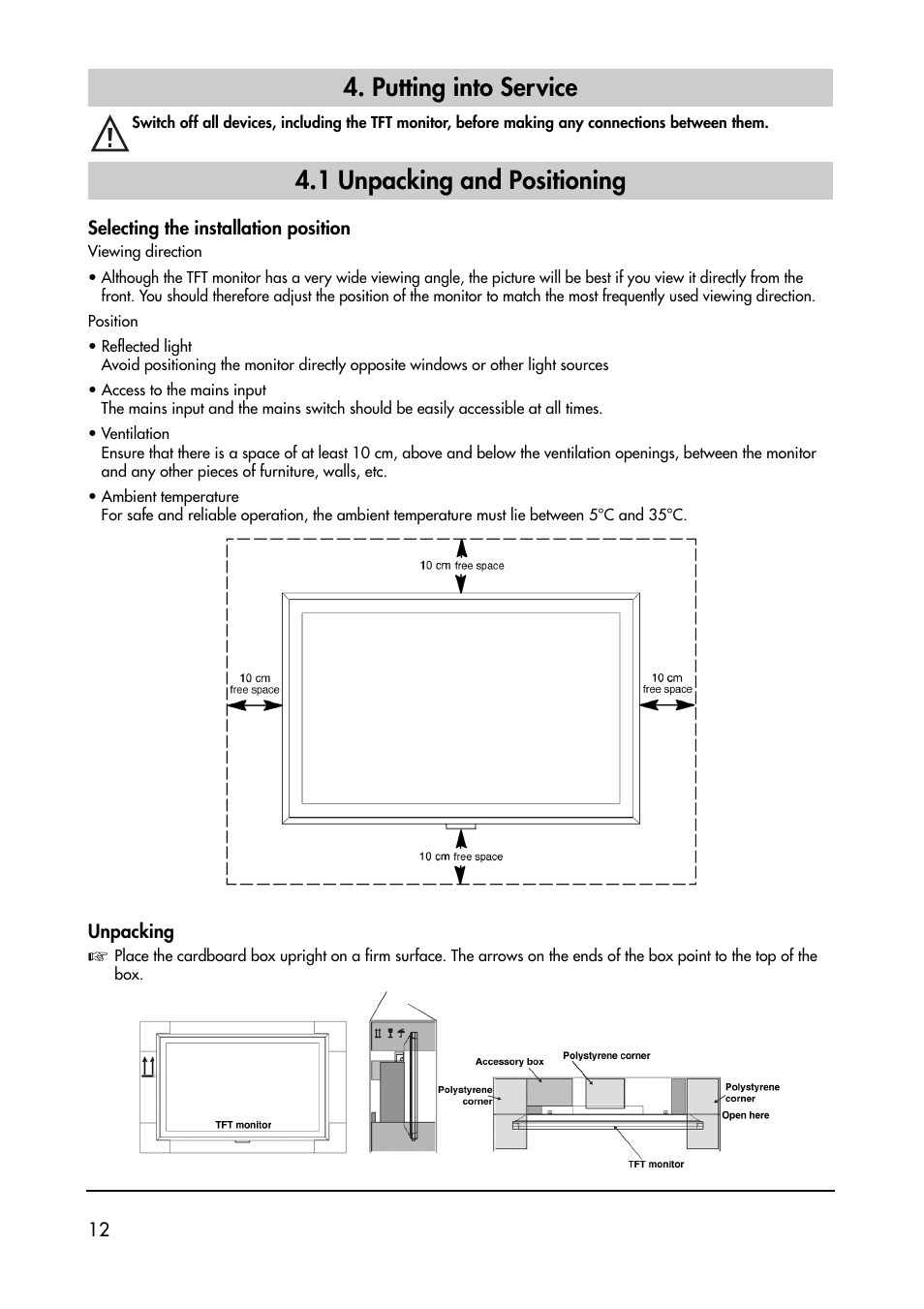 Putting into service, 1 unpacking and positioning | Metz 40 TK 81 User Manual | Page 12 / 40