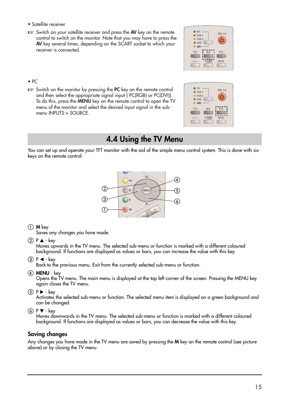 4 using the tv menu, Saving changes | Metz 40 TK 81 User Manual | Page 15 / 40