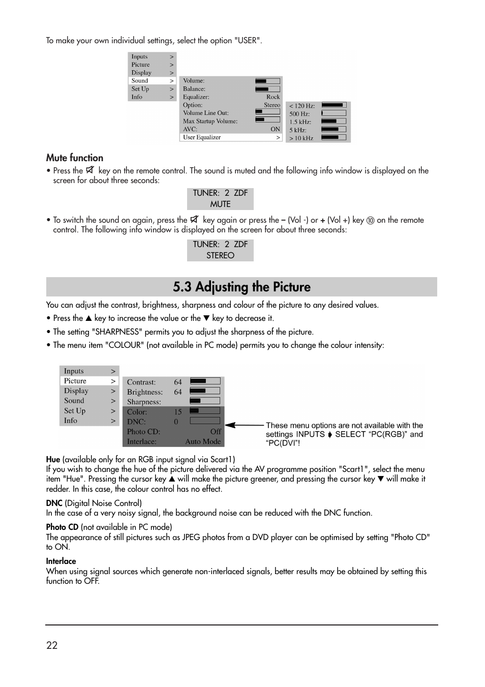 3 adjusting the picture | Metz 40 TK 81 User Manual | Page 22 / 40