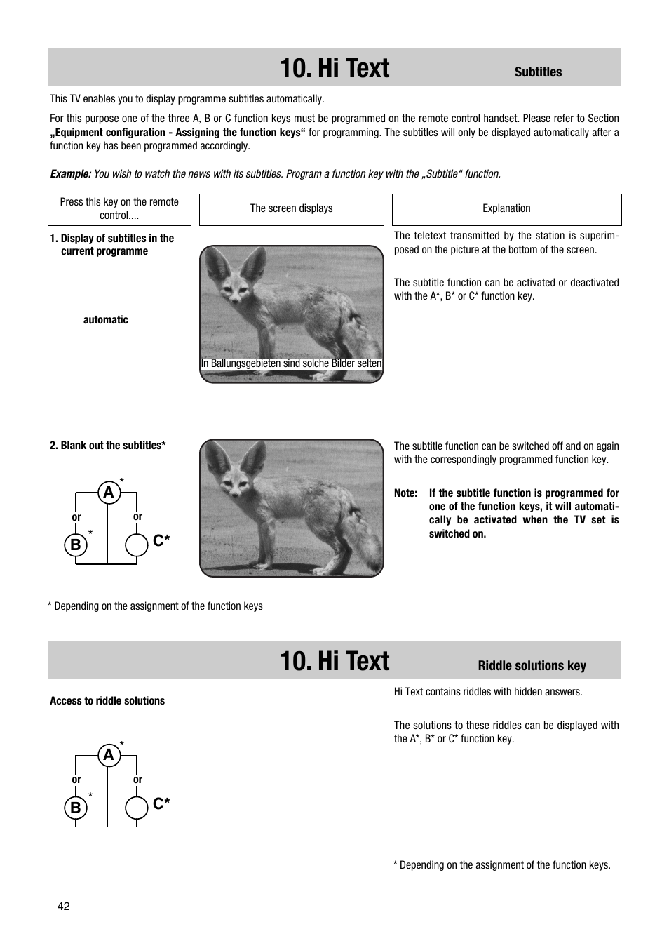 Hi text, Ba c | Metz Astral MF PIP 72TF81 User Manual | Page 42 / 68