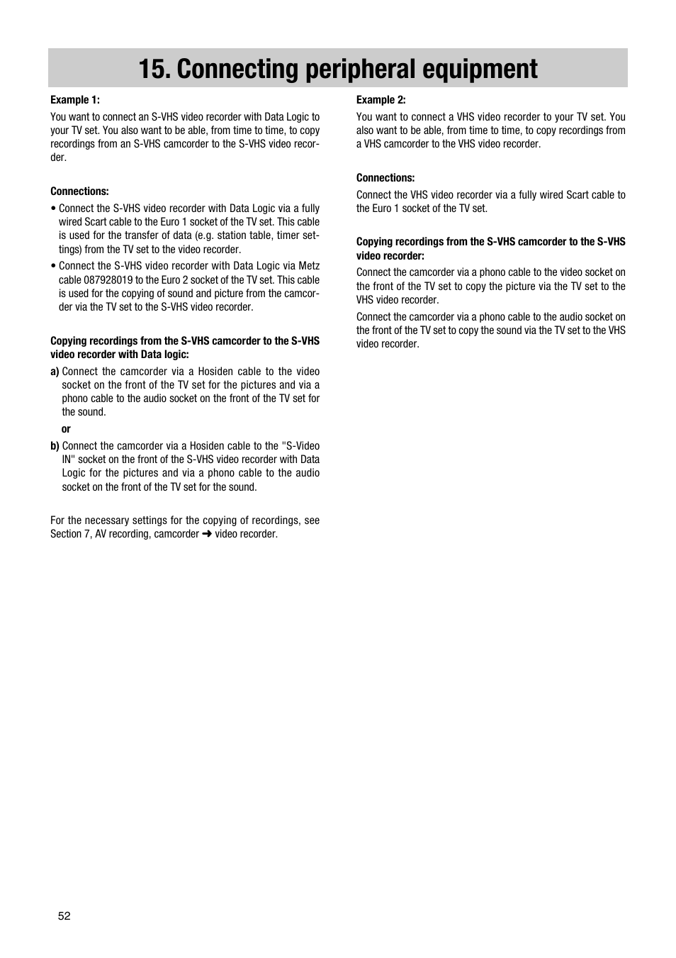 Connecting peripheral equipment | Metz Astral MF PIP 72TF81 User Manual | Page 52 / 68