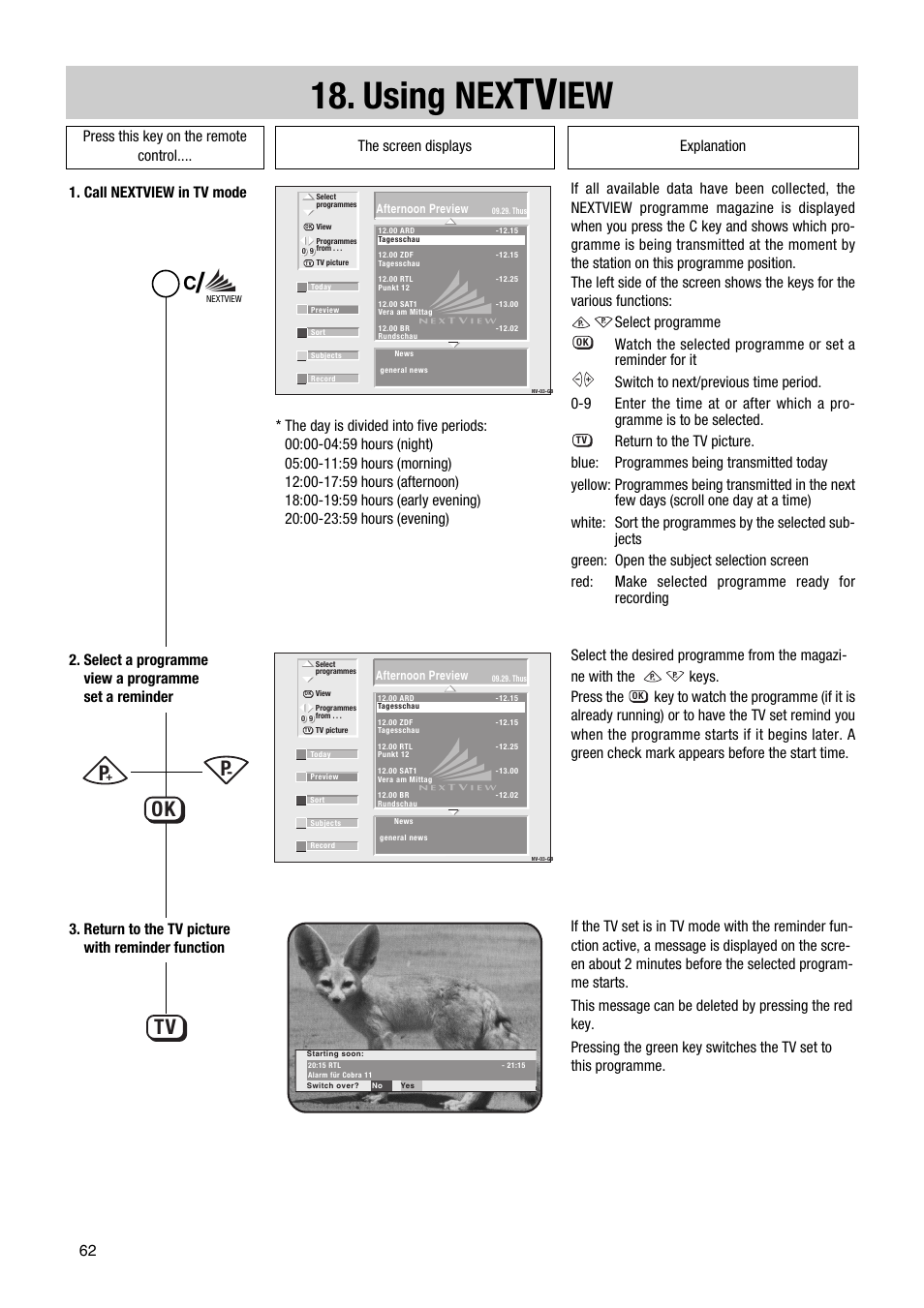 Using nex | Metz Astral MF PIP 72TF81 User Manual | Page 62 / 68