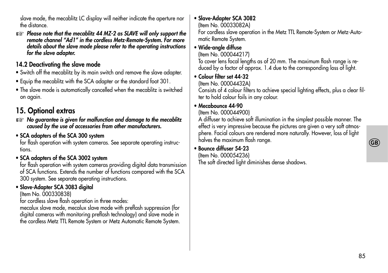 Metz Mecablitz 44 MZ-2 User Manual | Page 19 / 29