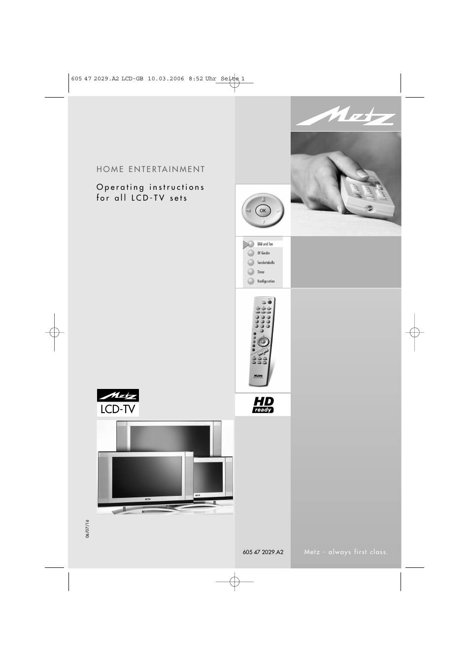 Metz Plasma-TV-Set User Manual | 110 pages