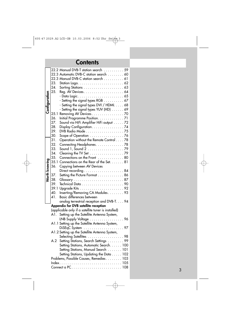 Metz Plasma-TV-Set User Manual | Page 3 / 110