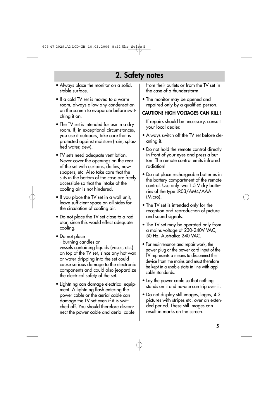 Metz Plasma-TV-Set User Manual | Page 5 / 110