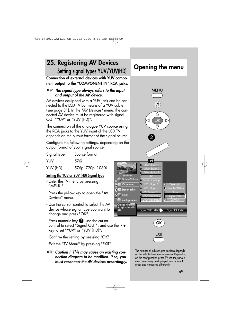 Opening the menu | Metz Plasma-TV-Set User Manual | Page 69 / 110