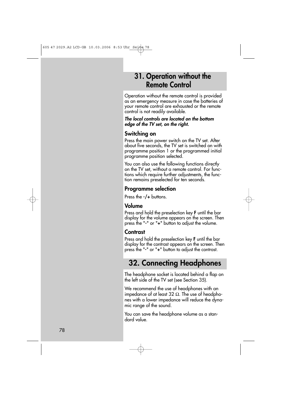 Metz Plasma-TV-Set User Manual | Page 78 / 110