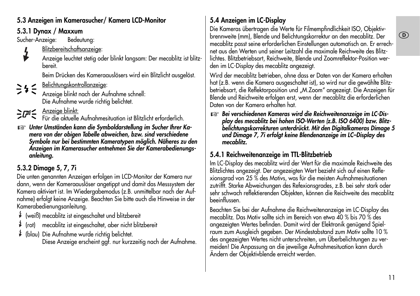 Metz Mecablitz 44 AF-3M User Manual | Page 11 / 108