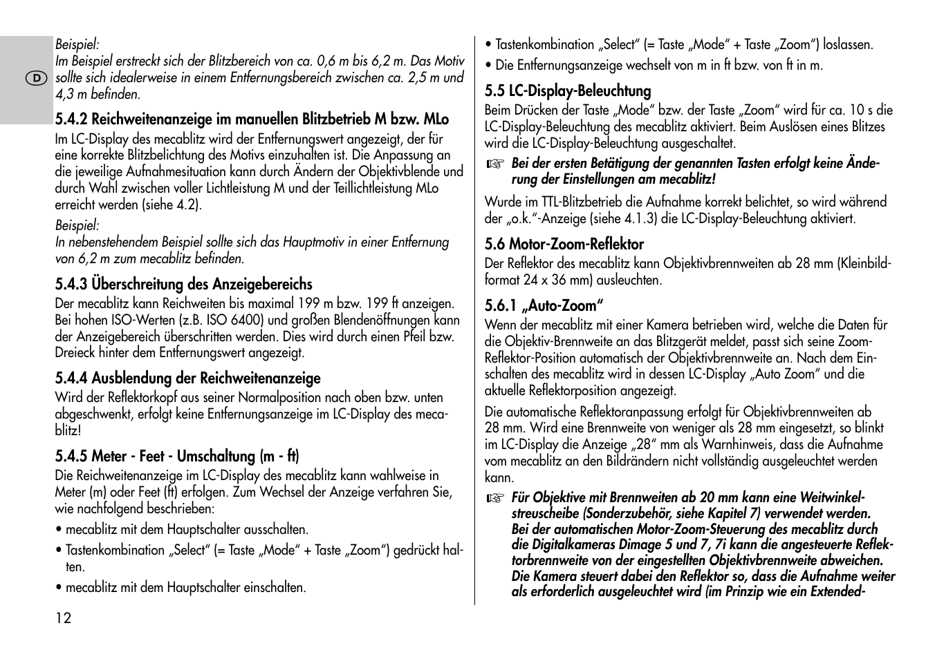 Metz Mecablitz 44 AF-3M User Manual | Page 12 / 108