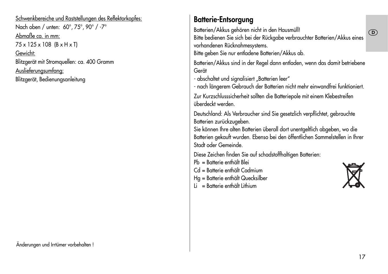 Metz Mecablitz 44 AF-3M User Manual | Page 17 / 108