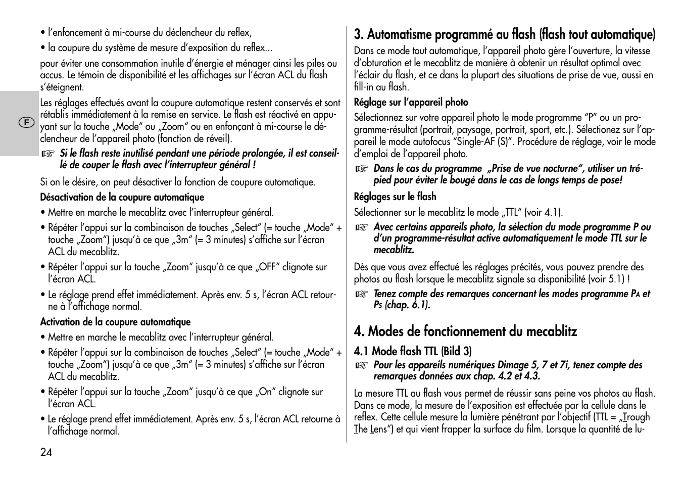 Modes de fonctionnement du mecablitz | Metz Mecablitz 44 AF-3M User Manual | Page 24 / 108