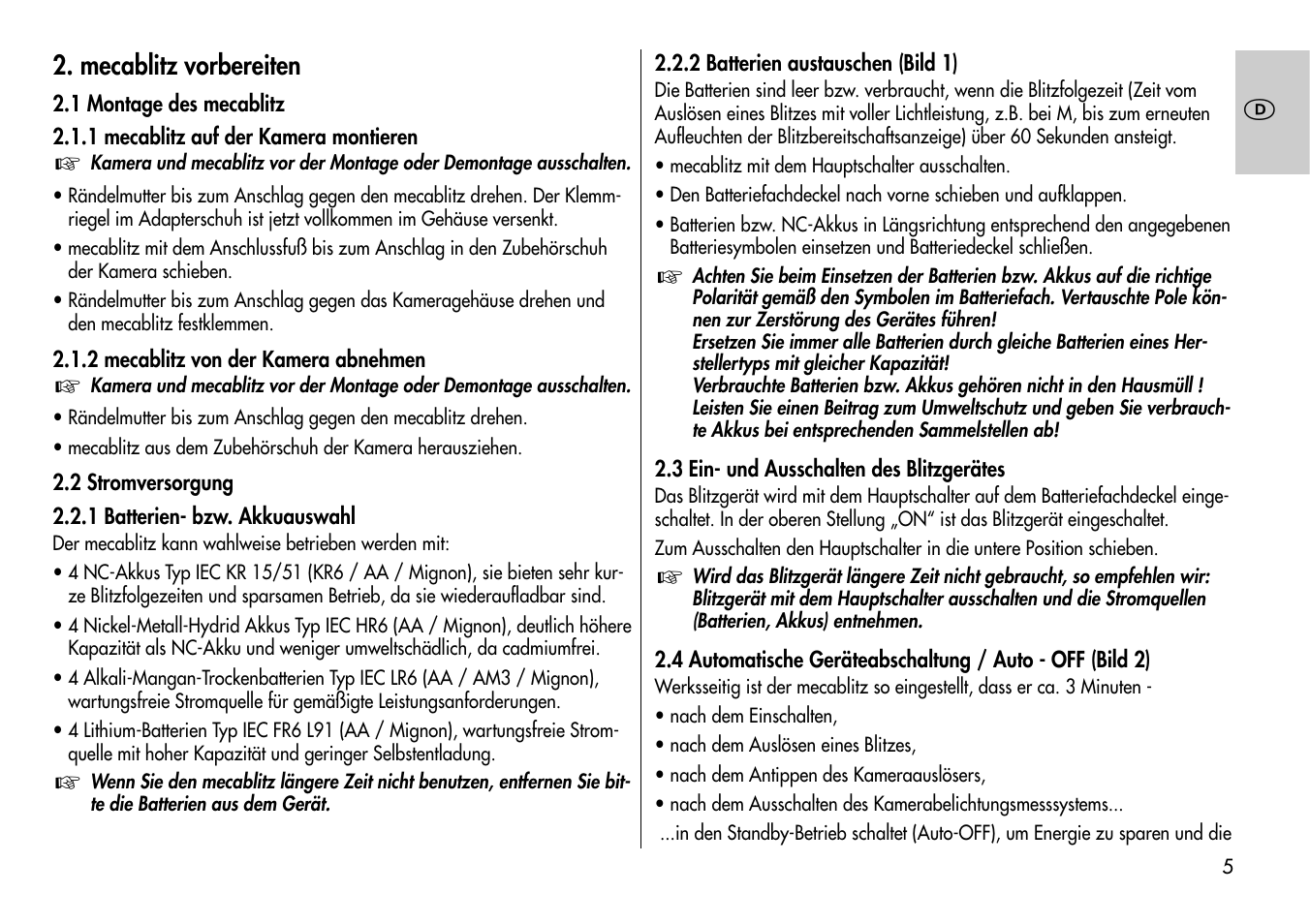 Metz Mecablitz 44 AF-3M User Manual | Page 5 / 108