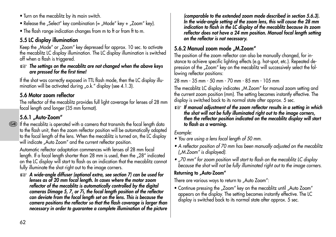 Metz Mecablitz 44 AF-3M User Manual | Page 62 / 108