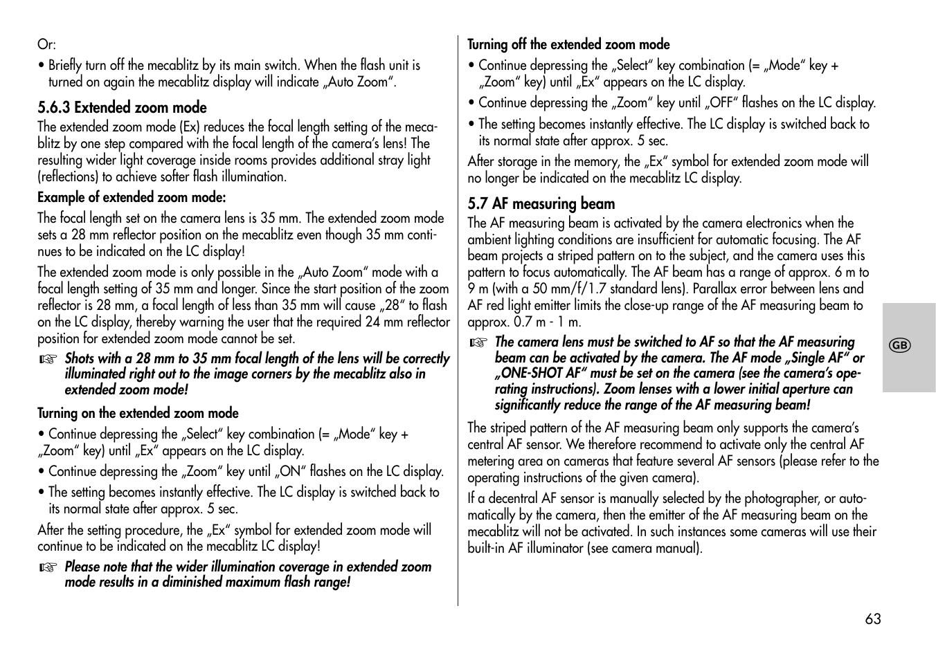 Metz Mecablitz 44 AF-3M User Manual | Page 63 / 108