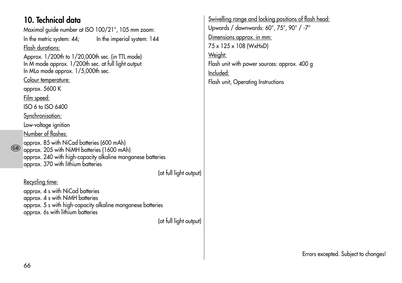 Metz Mecablitz 44 AF-3M User Manual | Page 66 / 108