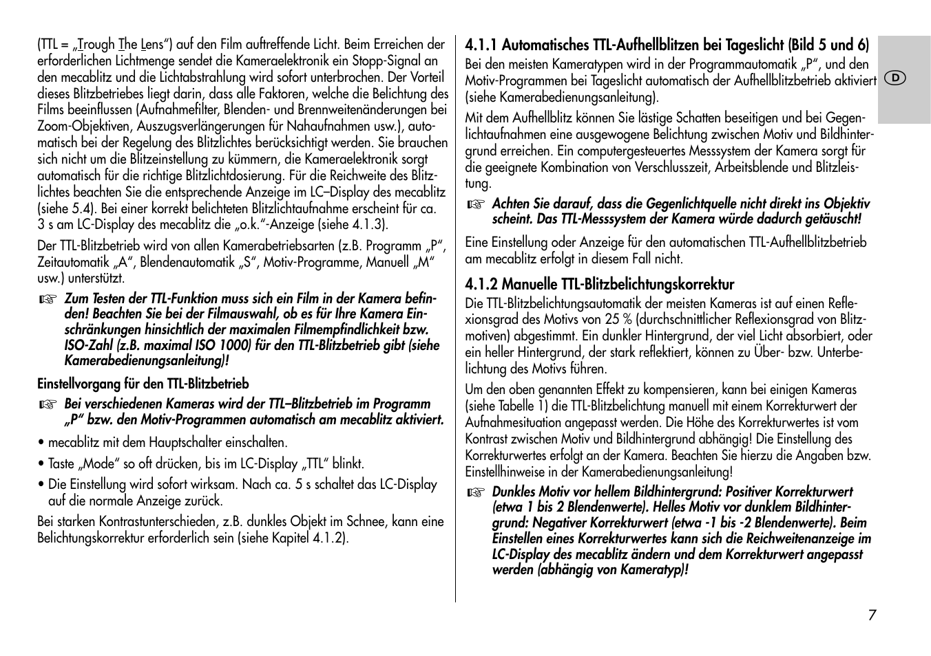 Metz Mecablitz 44 AF-3M User Manual | Page 7 / 108