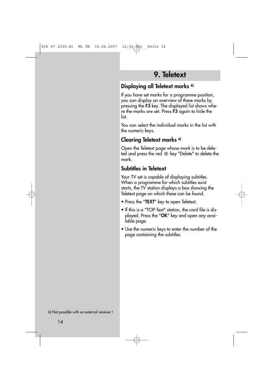 Teletext | Metz LCD-TV None User Manual | Page 14 / 116