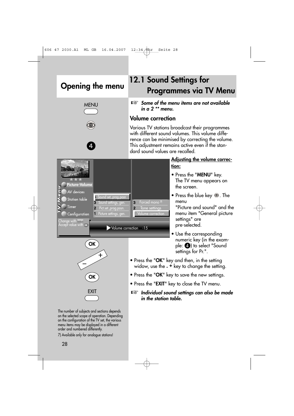 Volume correction | Metz LCD-TV None User Manual | Page 28 / 116