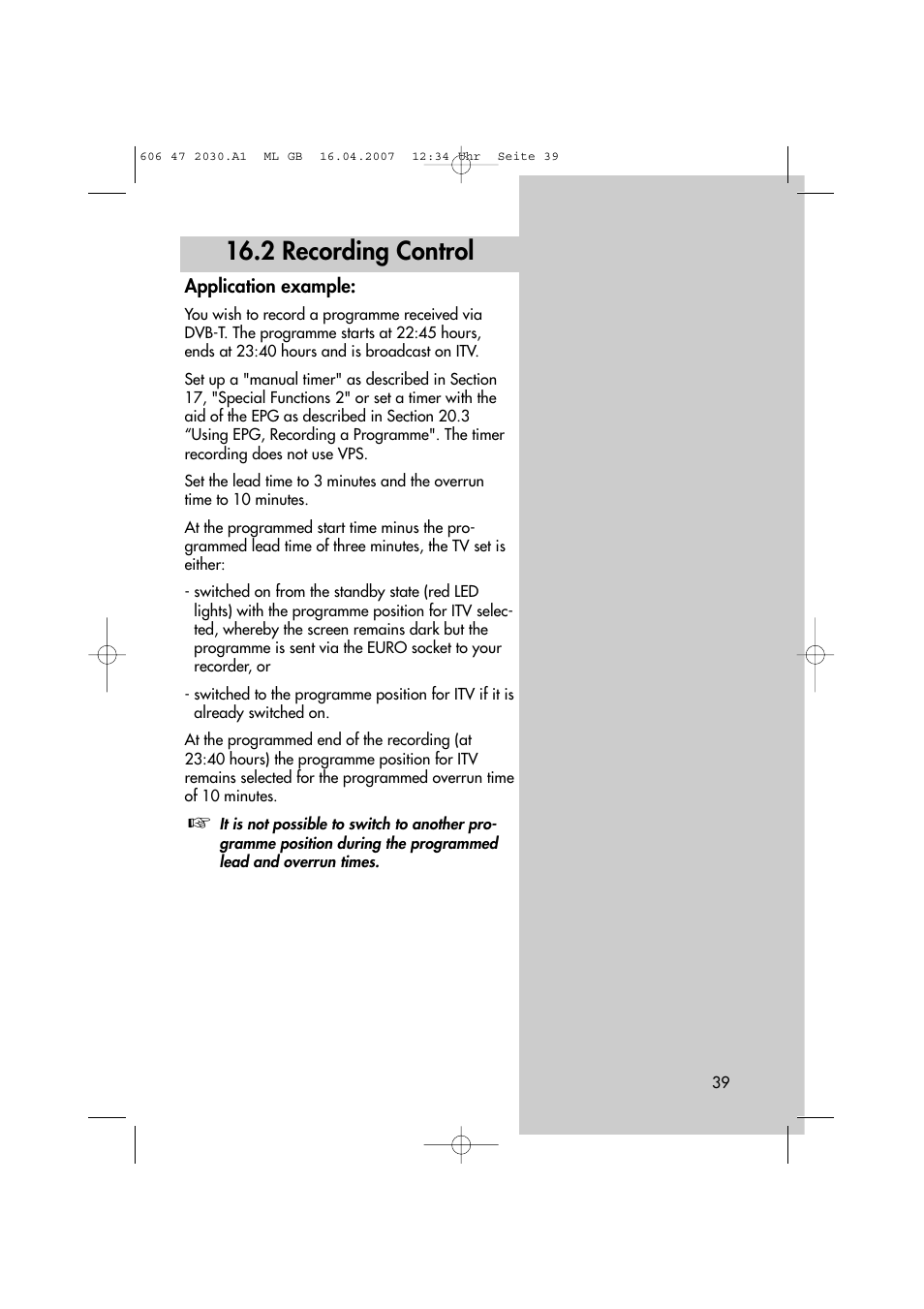 2 recording control | Metz LCD-TV None User Manual | Page 39 / 116