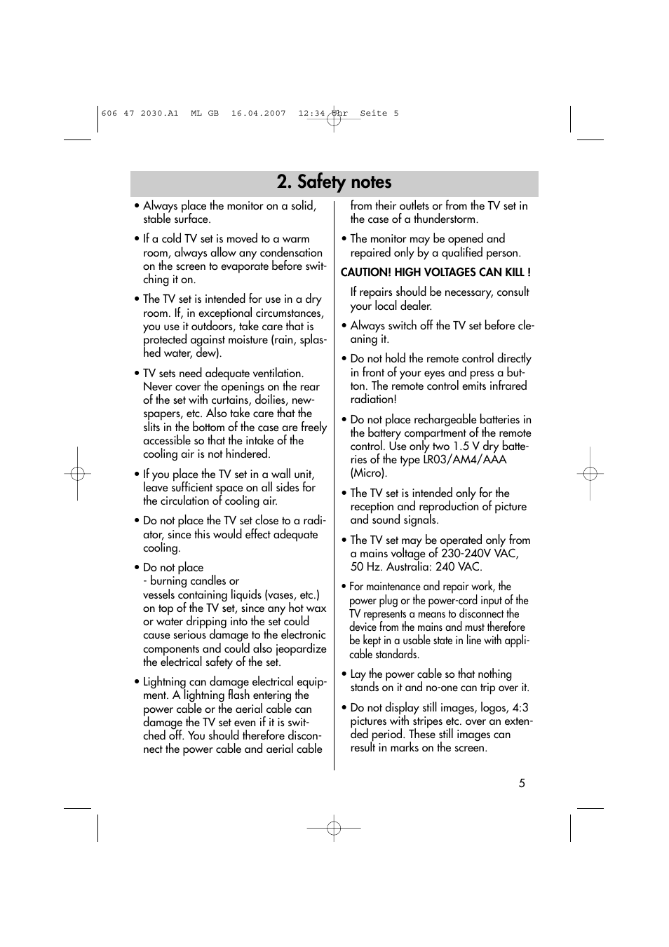 Metz LCD-TV None User Manual | Page 5 / 116