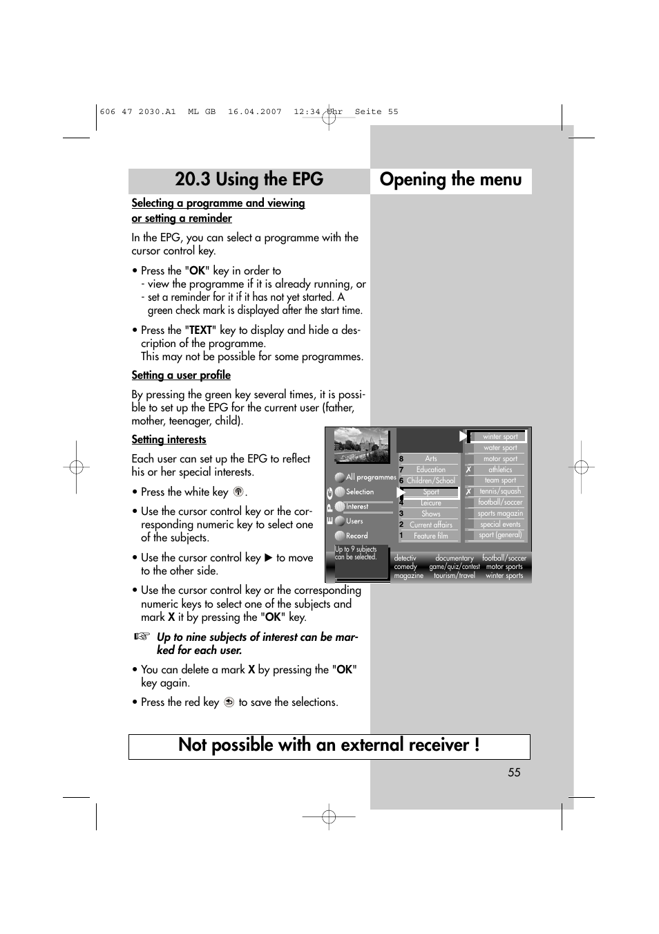 3 using the epg | Metz LCD-TV None User Manual | Page 55 / 116