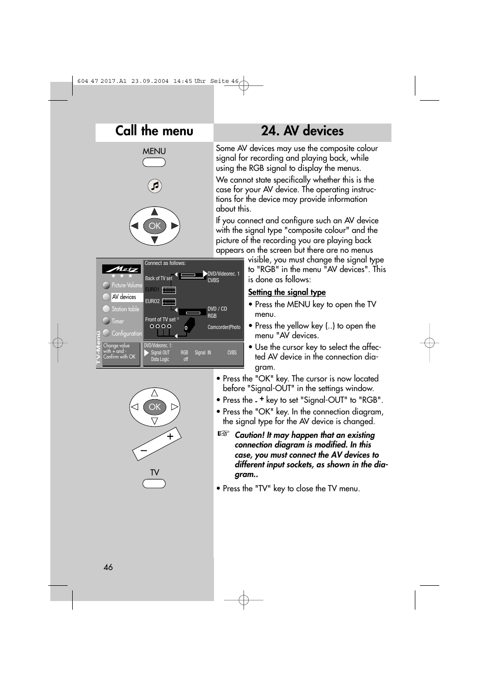 Av devices call the menu | Metz MF 72TL68 User Manual | Page 46 / 64