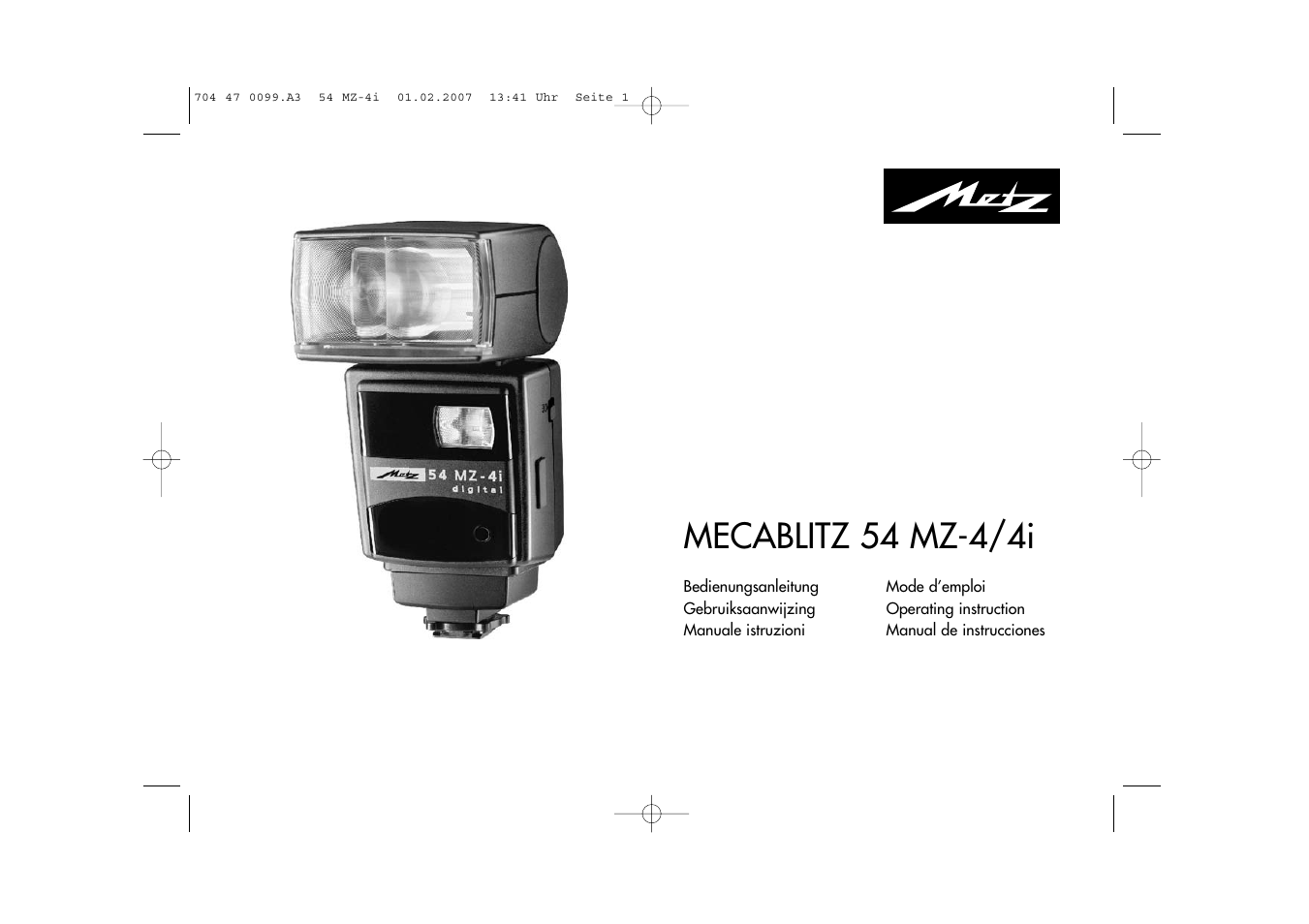 Metz MECABLITZ 54 MZ-4/4I User Manual | 206 pages