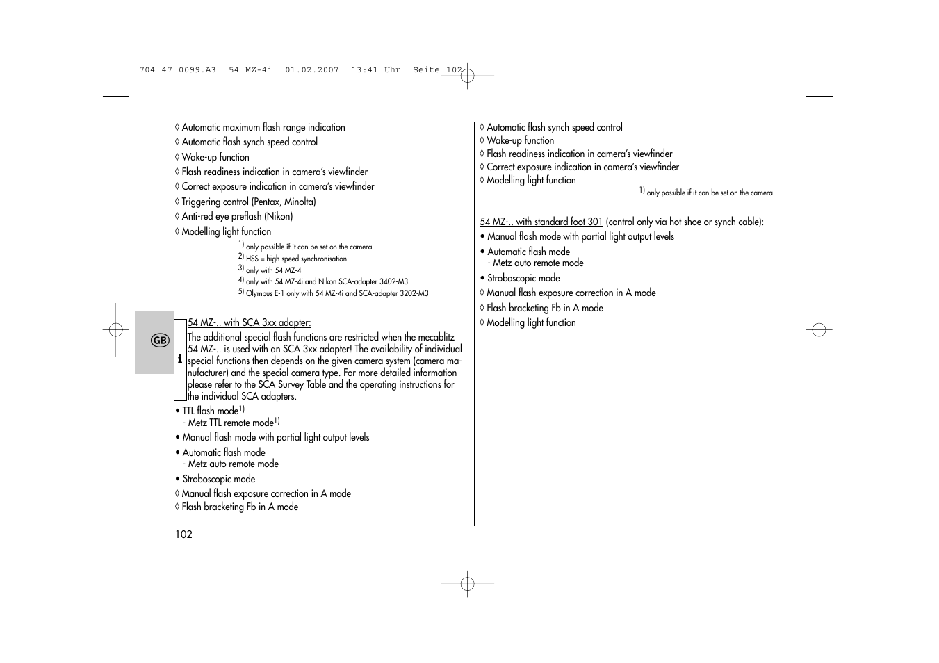 Metz MECABLITZ 54 MZ-4/4I User Manual | Page 102 / 206