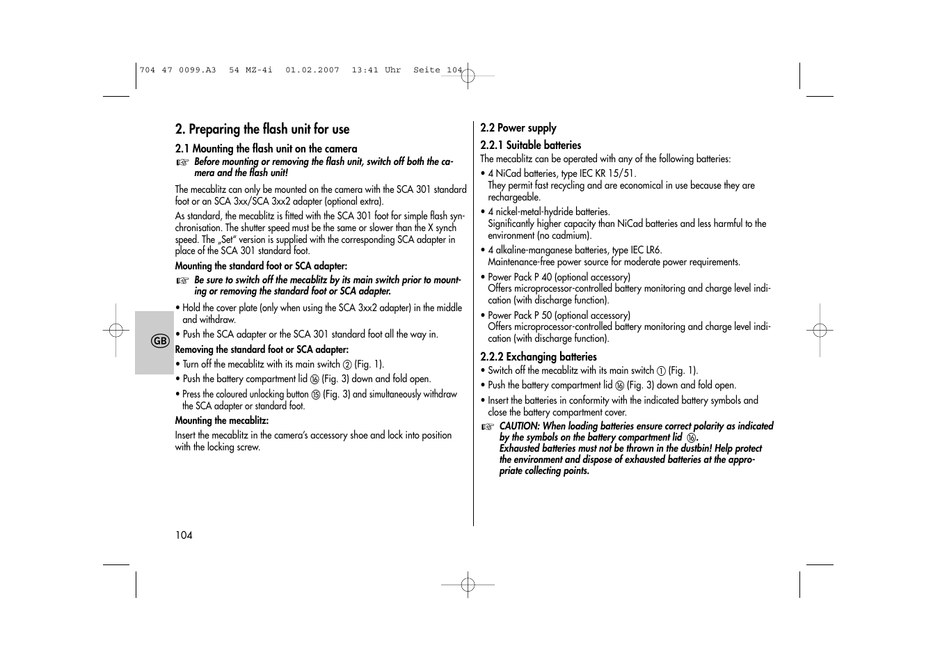 Metz MECABLITZ 54 MZ-4/4I User Manual | Page 104 / 206