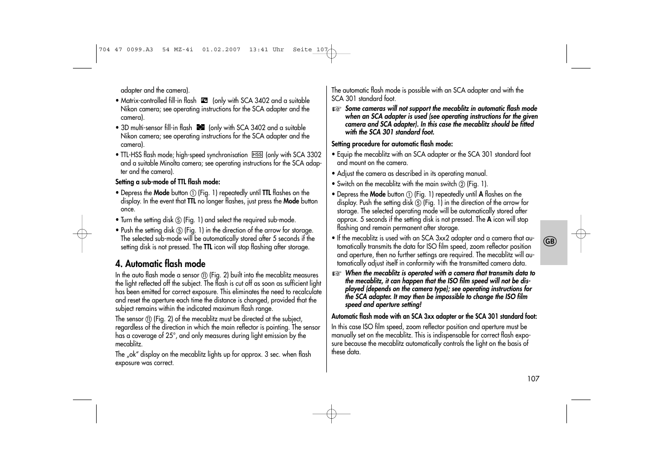 Metz MECABLITZ 54 MZ-4/4I User Manual | Page 107 / 206
