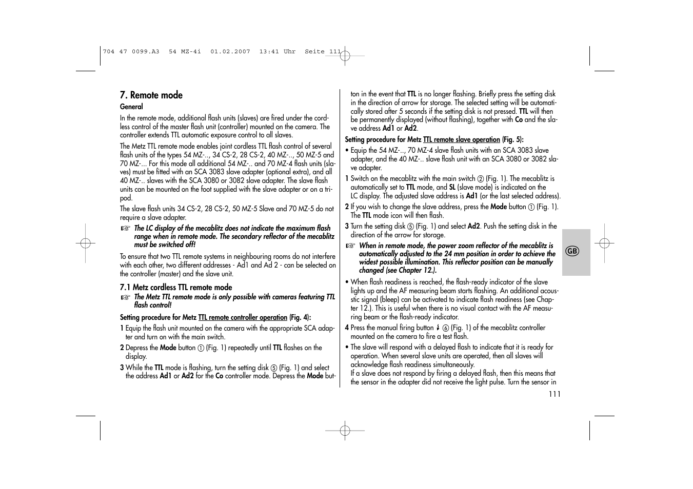Metz MECABLITZ 54 MZ-4/4I User Manual | Page 111 / 206