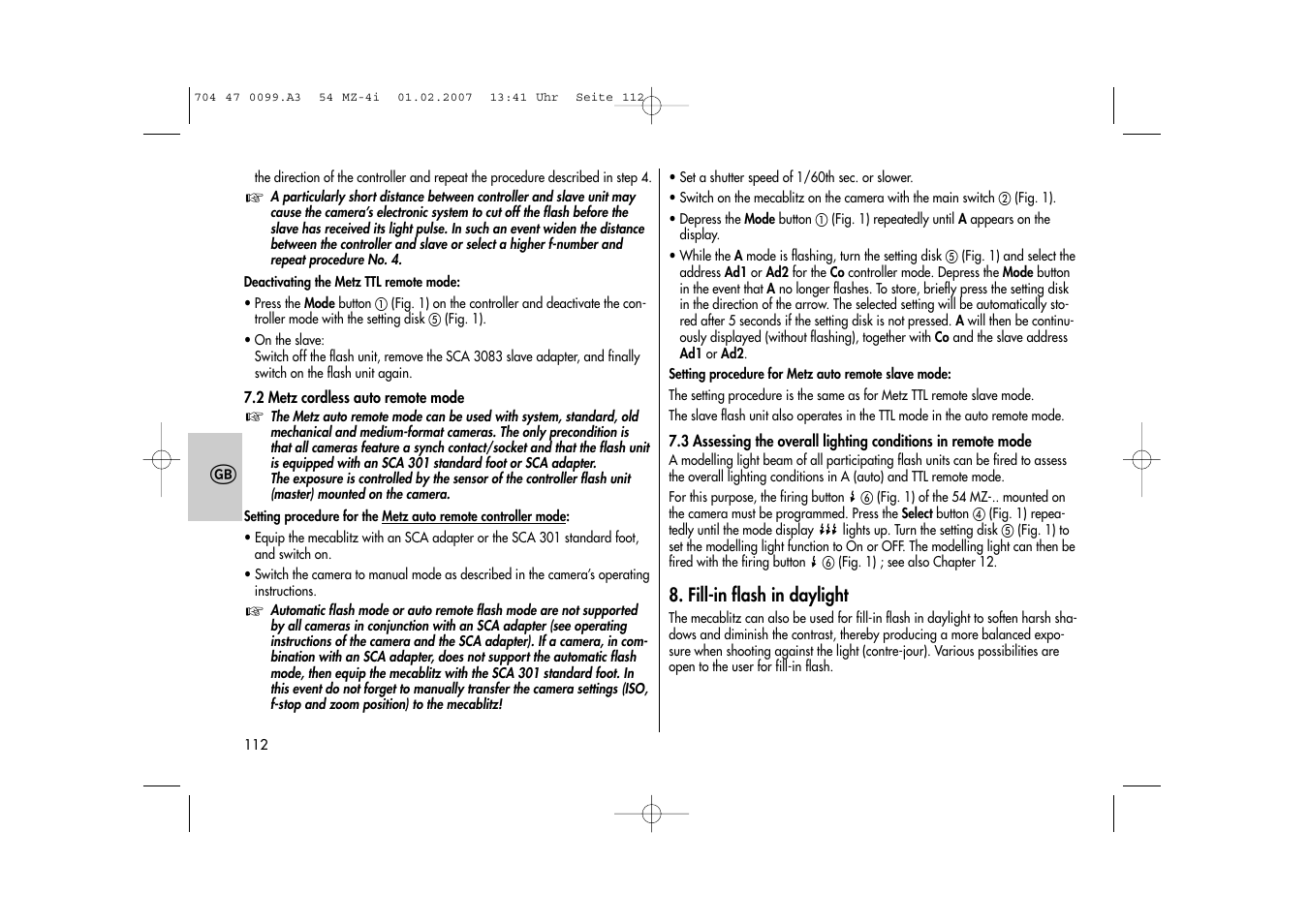 Metz MECABLITZ 54 MZ-4/4I User Manual | Page 112 / 206