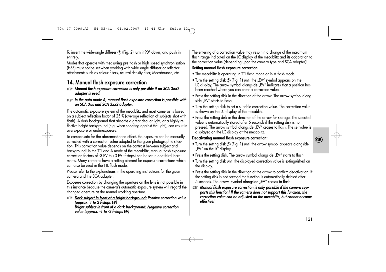 Metz MECABLITZ 54 MZ-4/4I User Manual | Page 121 / 206