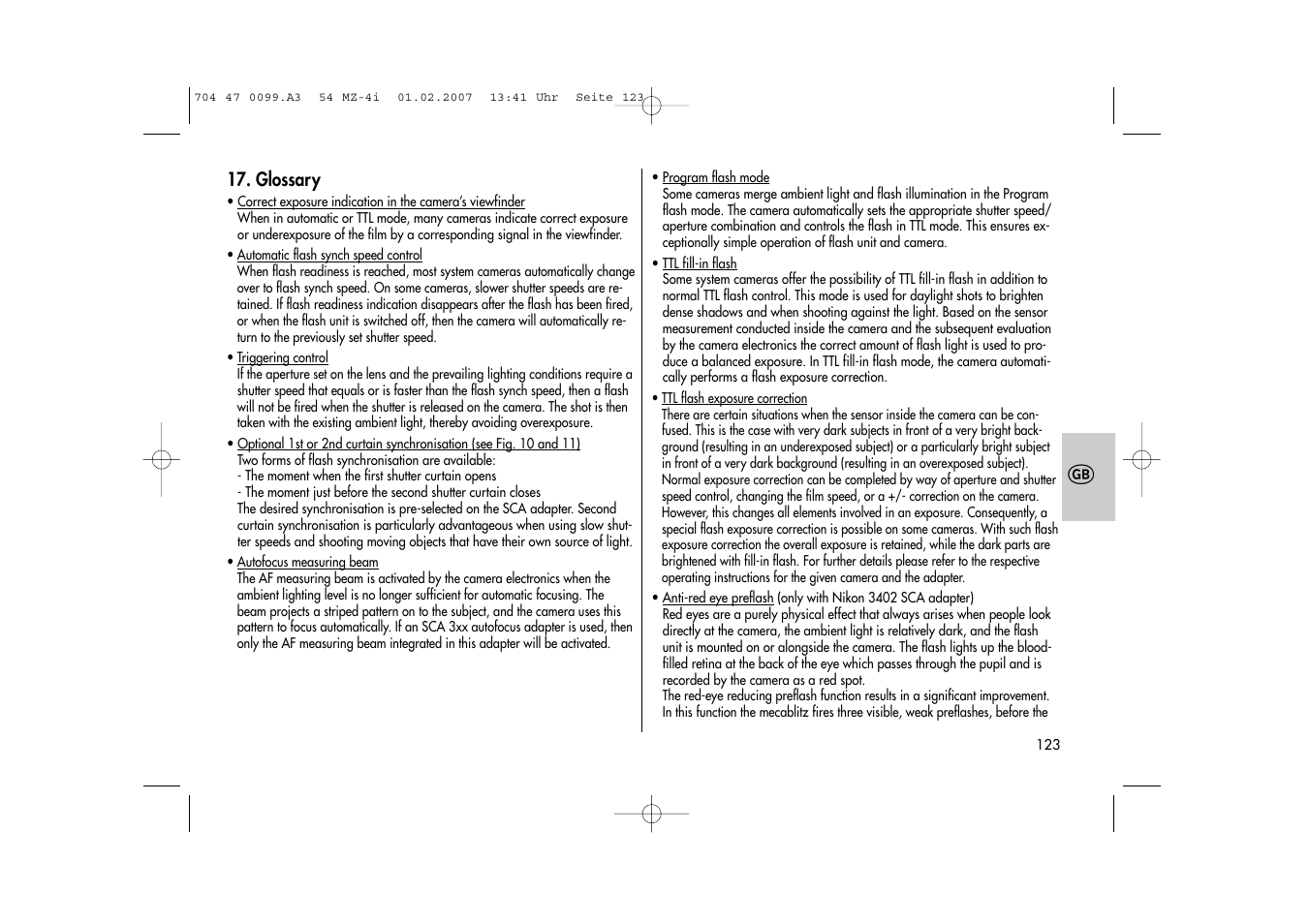 Metz MECABLITZ 54 MZ-4/4I User Manual | Page 123 / 206