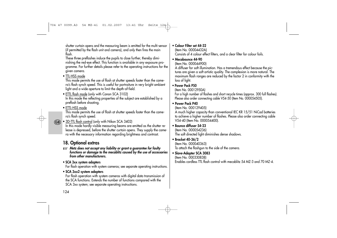Metz MECABLITZ 54 MZ-4/4I User Manual | Page 124 / 206