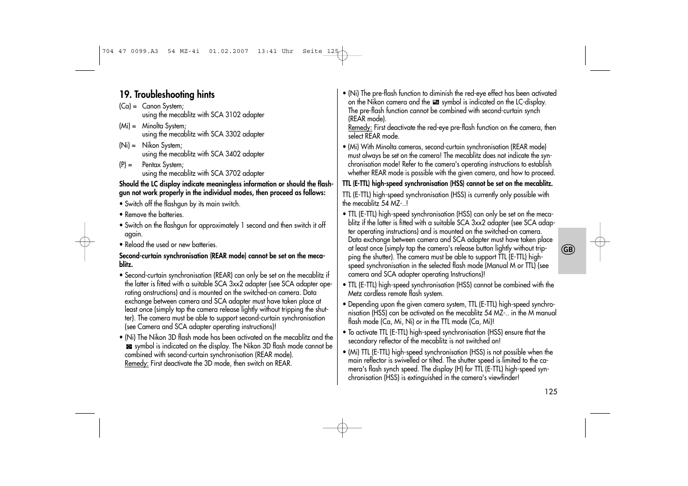 Metz MECABLITZ 54 MZ-4/4I User Manual | Page 125 / 206